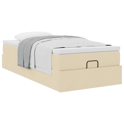 Struttura Letto Pouf con Materasso Crema 90x200 cm in Tessuto | homemem39
