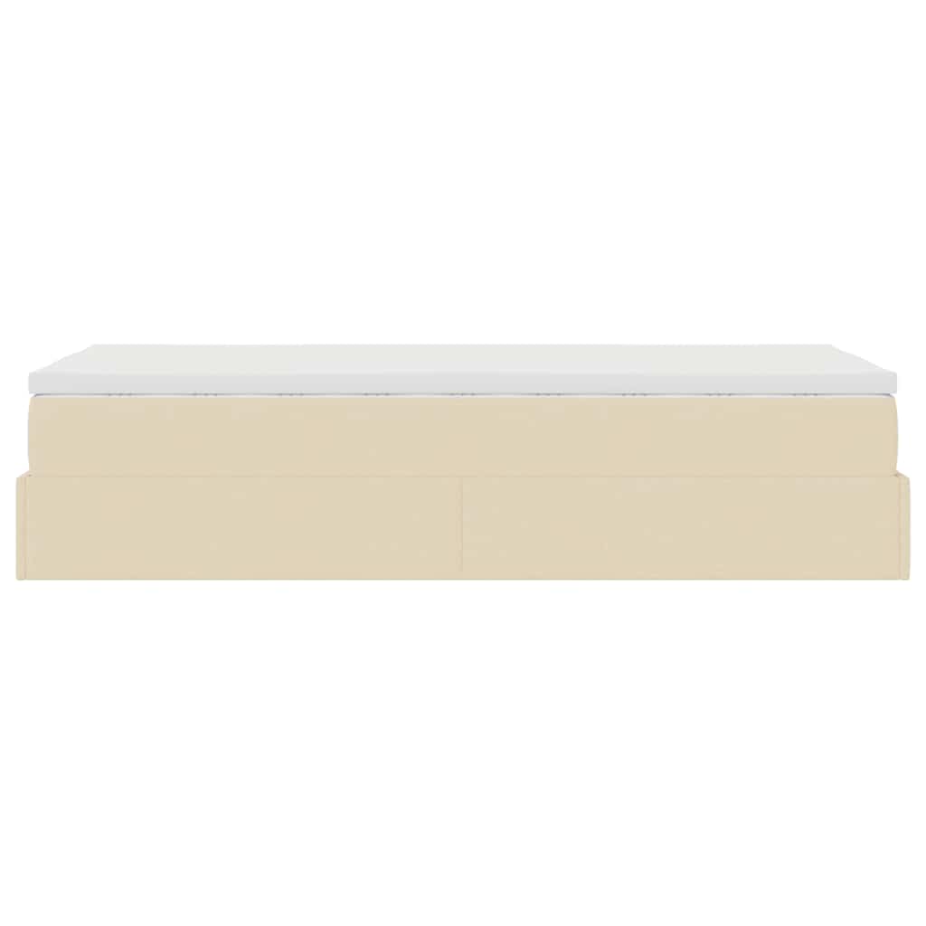 Struttura Letto Pouf con Materasso Crema 90x200 cm in Tessuto | homemem39