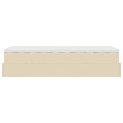 Struttura Letto Pouf con Materasso Crema 90x200 cm in Tessuto | homemem39