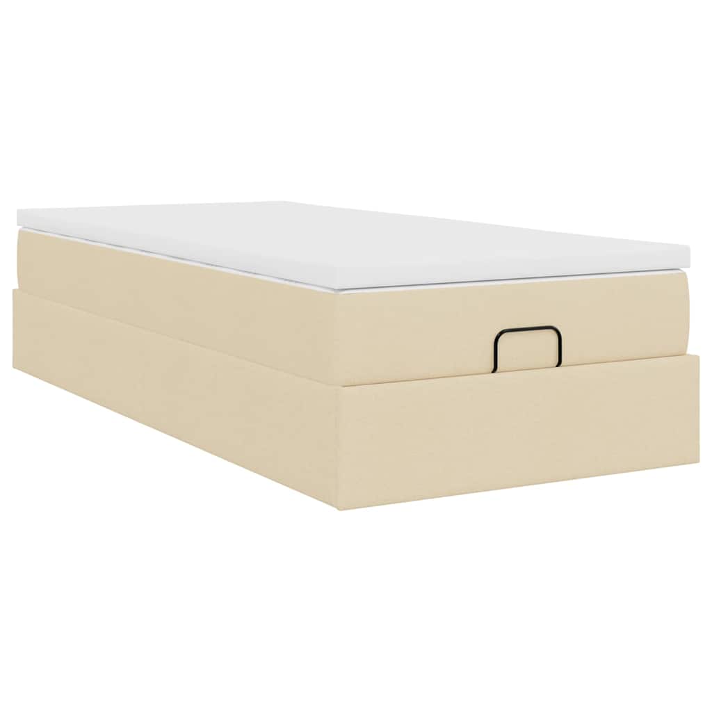 Struttura Letto Pouf con Materasso Crema 90x200 cm in Tessuto | homemem39