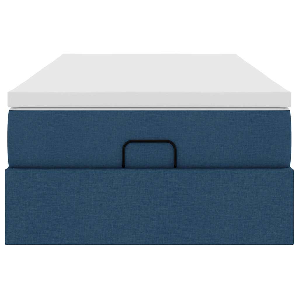 Struttura Letto Pouf con Materasso Blu 90x200 cm in Tessuto | homemem39