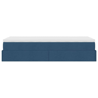 Struttura Letto Pouf con Materasso Blu 90x200 cm in Tessuto | homemem39