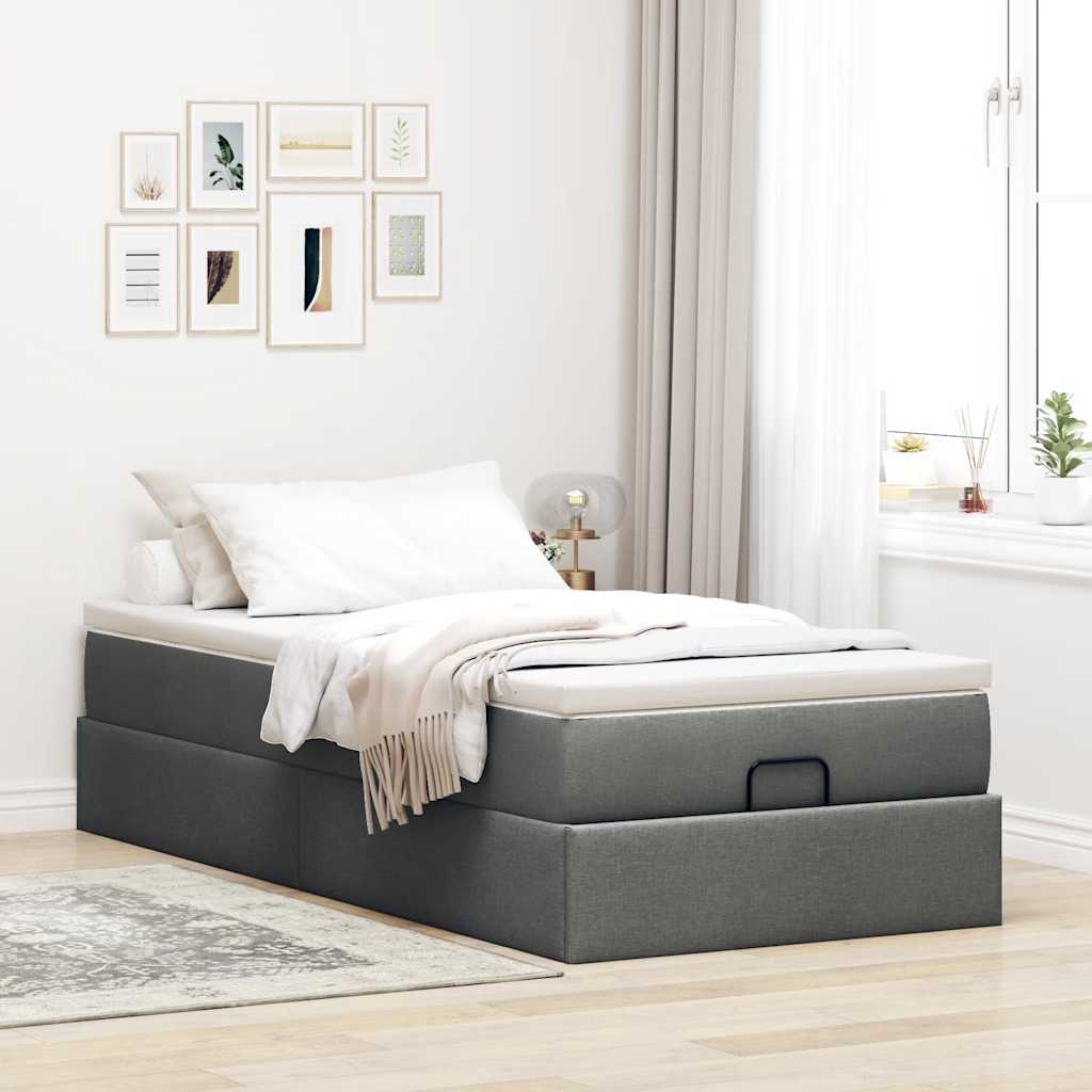 Struttura Letto Pouf con Materasso 100x200 cm in Tessuto - homemem39