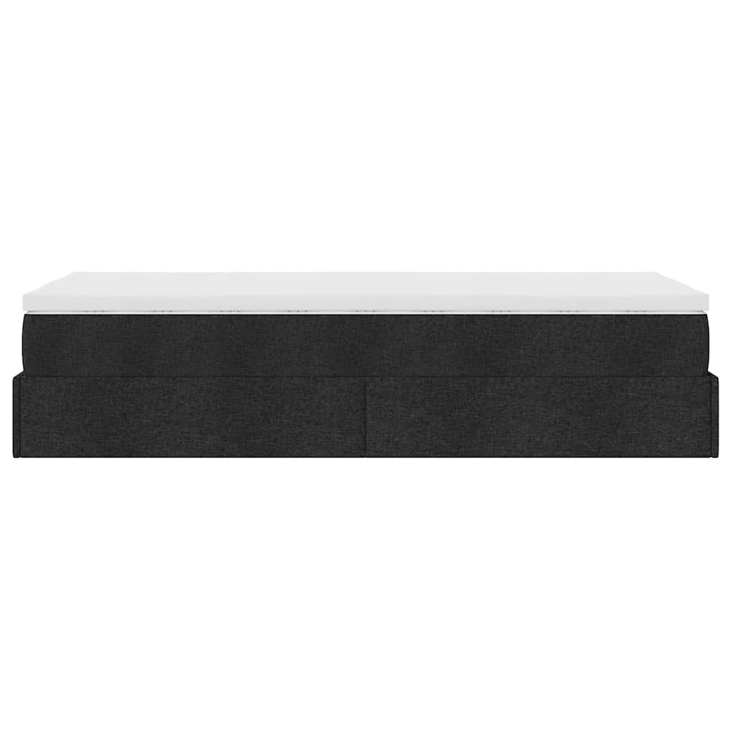 Struttura Letto Pouf con Materasso Nero 100x200 cm in Tessuto