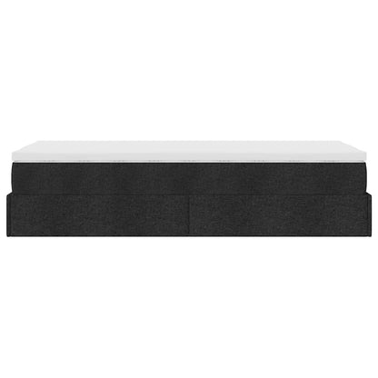 Struttura Letto Pouf con Materasso Nero 100x200 cm in Tessuto