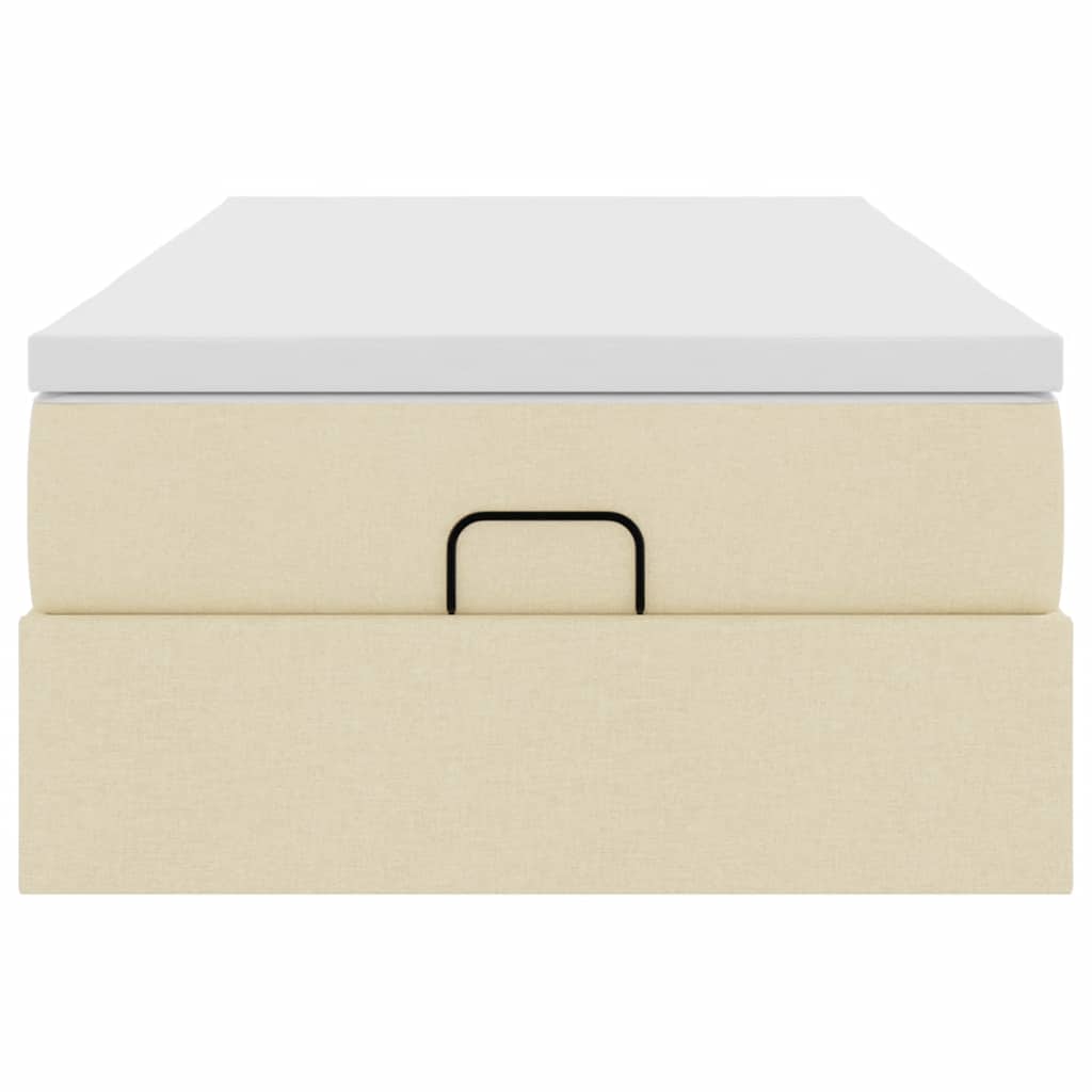 Struttura Letto Pouf con Materasso Crema 100x200 cm in Tessuto