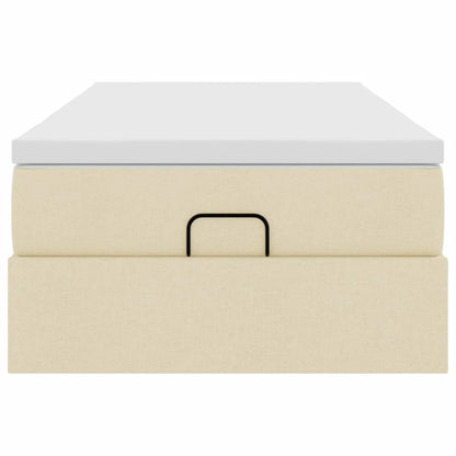 Struttura Letto Pouf con Materasso Crema 100x200 cm in Tessuto