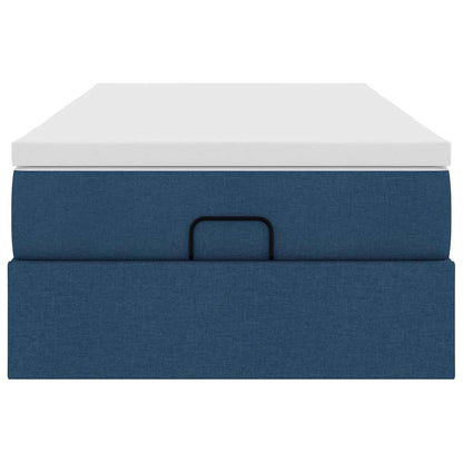 Struttura Letto Pouf con Materasso Blu 100x200 cm in Tessuto | homemem39