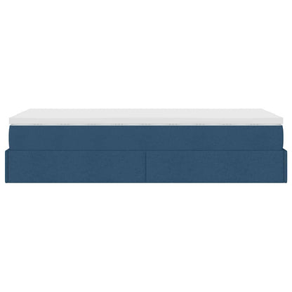 Struttura Letto Pouf con Materasso Blu 100x200 cm in Tessuto | homemem39