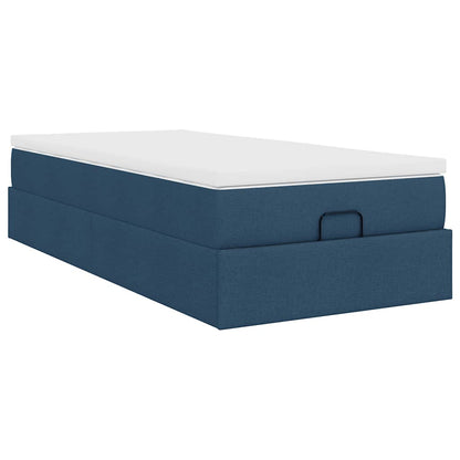 Struttura Letto Pouf con Materasso Blu 100x200 cm in Tessuto | homemem39