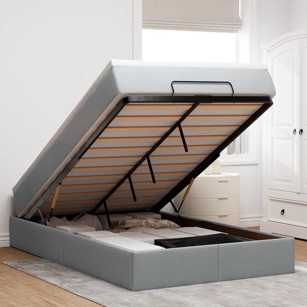 Struttura Letto Pouf con Materasso 120x190 cm in Tessuto