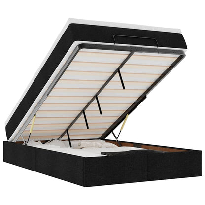 Struttura Letto Pouf con Materasso Nero 120x190 cm in Tessuto