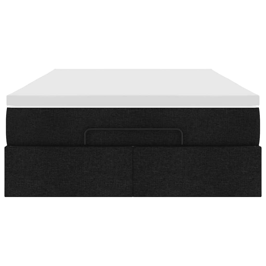 Struttura Letto Pouf con Materasso Nero 120x190 cm in Tessuto