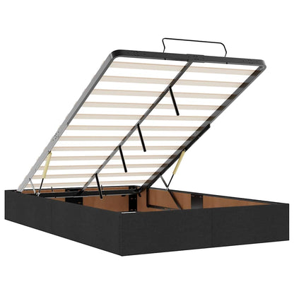 Struttura Letto Pouf con Materasso Nero 120x190 cm in Tessuto