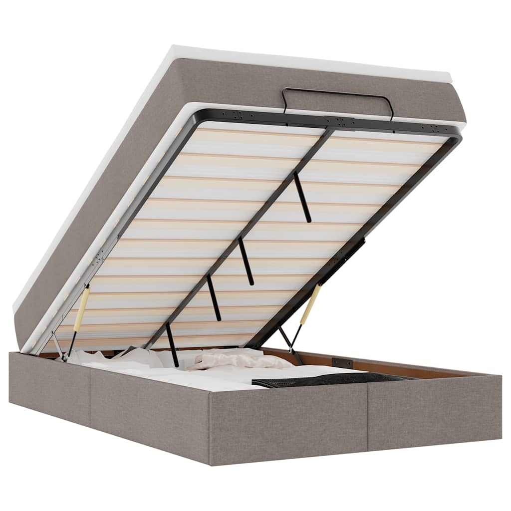 Struttura Letto Pouf con Materasso Tortora 120x190 cm Tessuto