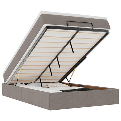 Struttura Letto Pouf con Materasso Tortora 120x190 cm Tessuto