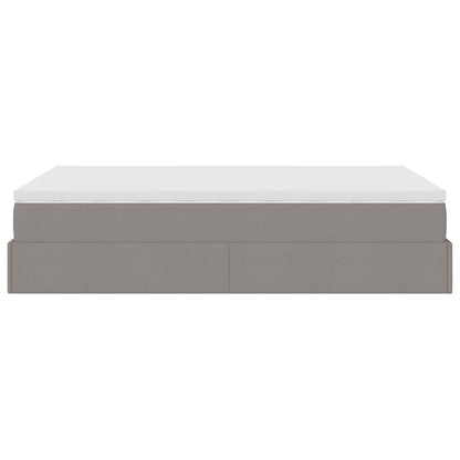 Struttura Letto Pouf con Materasso Tortora 120x190 cm Tessuto