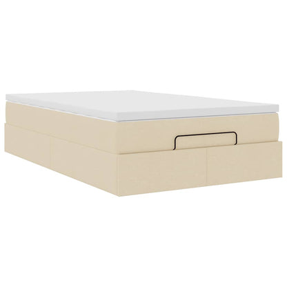 Struttura Letto Pouf con Materasso Crema 120x190 cm in Tessuto | homemem39