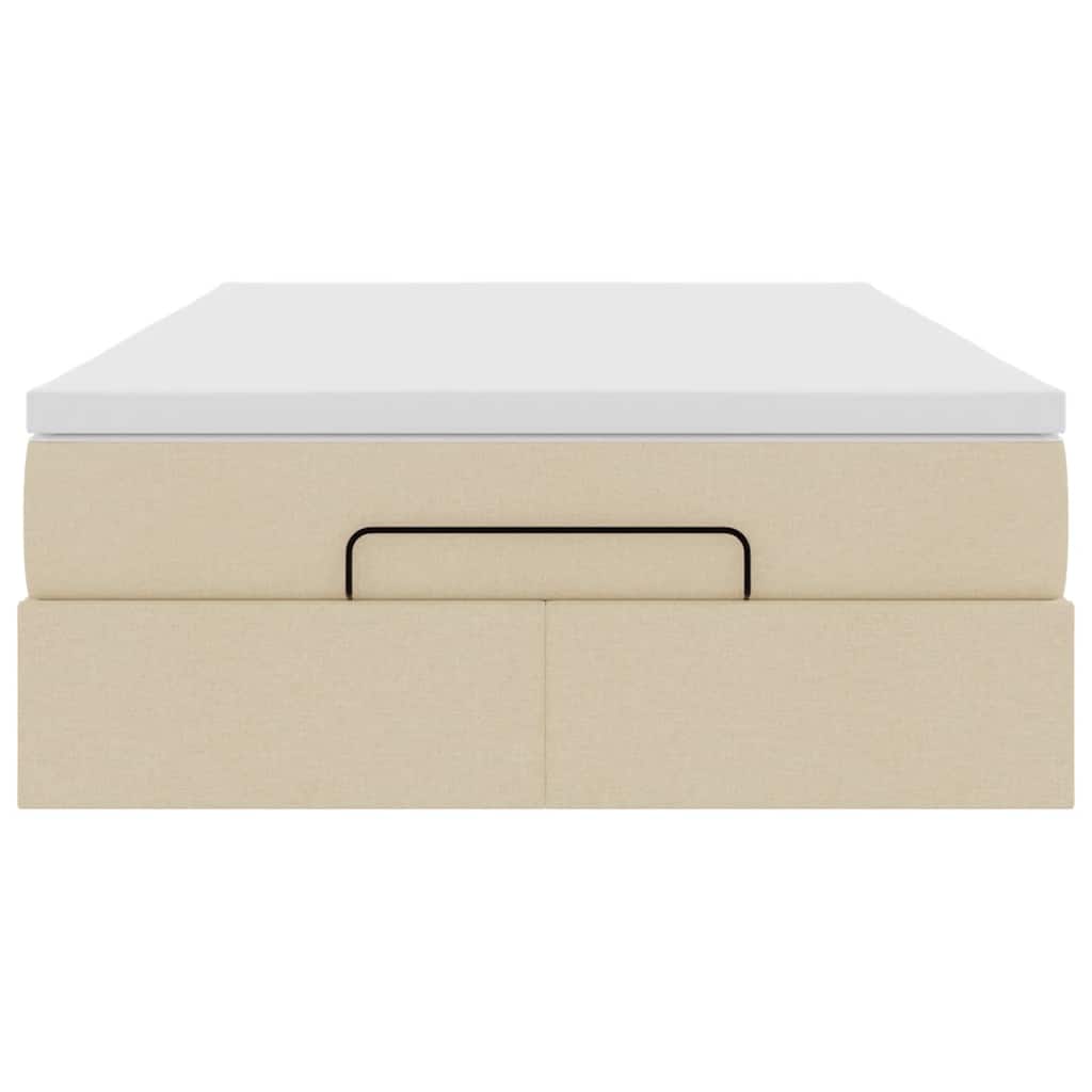 Struttura Letto Pouf con Materasso Crema 120x190 cm in Tessuto | homemem39