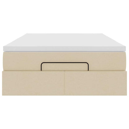 Struttura Letto Pouf con Materasso Crema 120x190 cm in Tessuto | homemem39