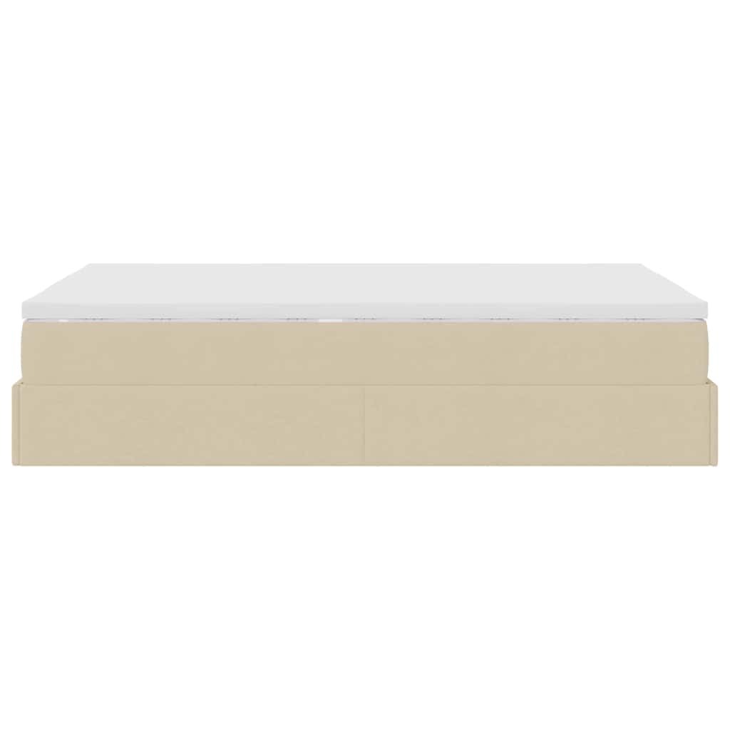 Struttura Letto Pouf con Materasso Crema 120x190 cm in Tessuto | homemem39