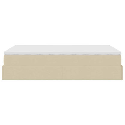 Struttura Letto Pouf con Materasso Crema 120x190 cm in Tessuto | homemem39