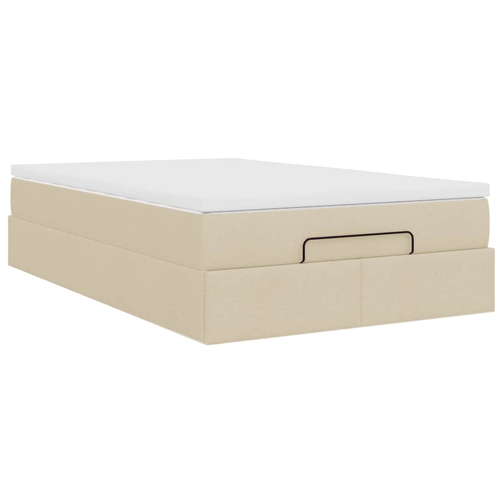 Struttura Letto Pouf con Materasso Crema 120x190 cm in Tessuto | homemem39