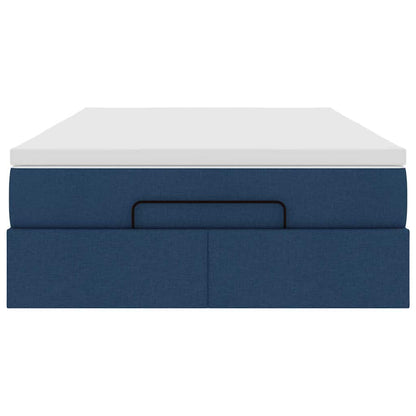 Struttura Letto Pouf con Materasso Blu 120x190 cm in Tessuto