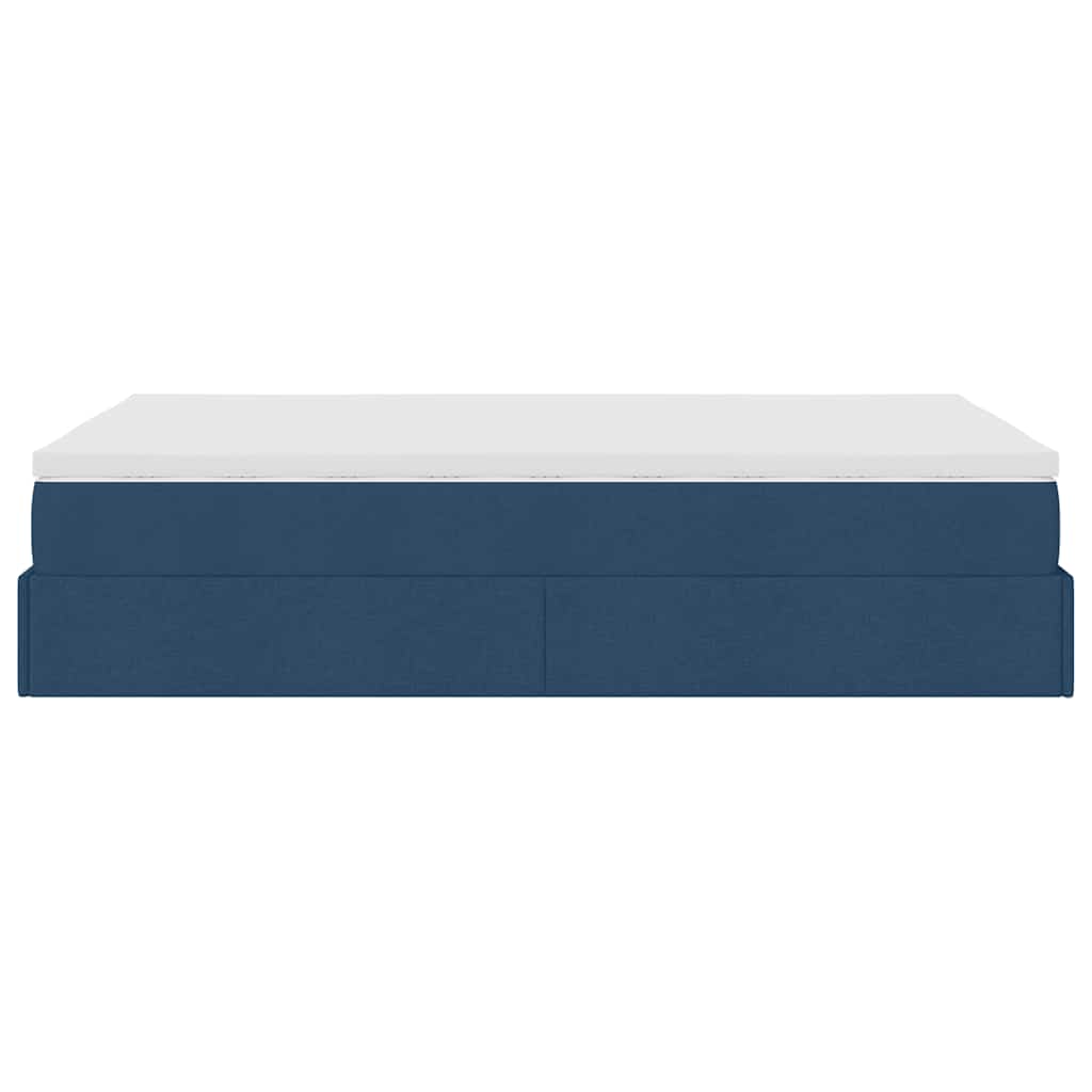 Struttura Letto Pouf con Materasso Blu 120x190 cm in Tessuto