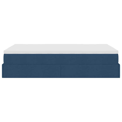 Struttura Letto Pouf con Materasso Blu 120x190 cm in Tessuto