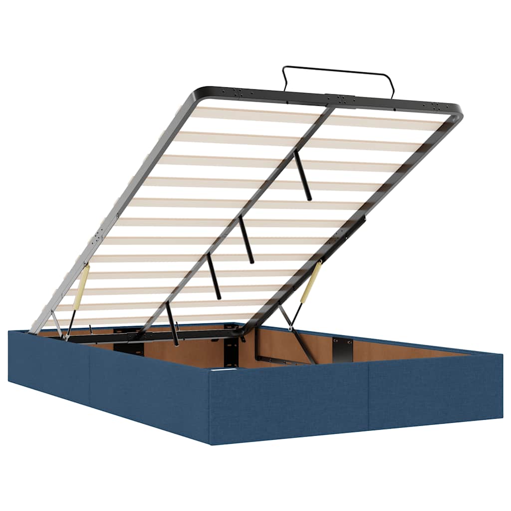 Struttura Letto Pouf con Materasso Blu 120x190 cm in Tessuto