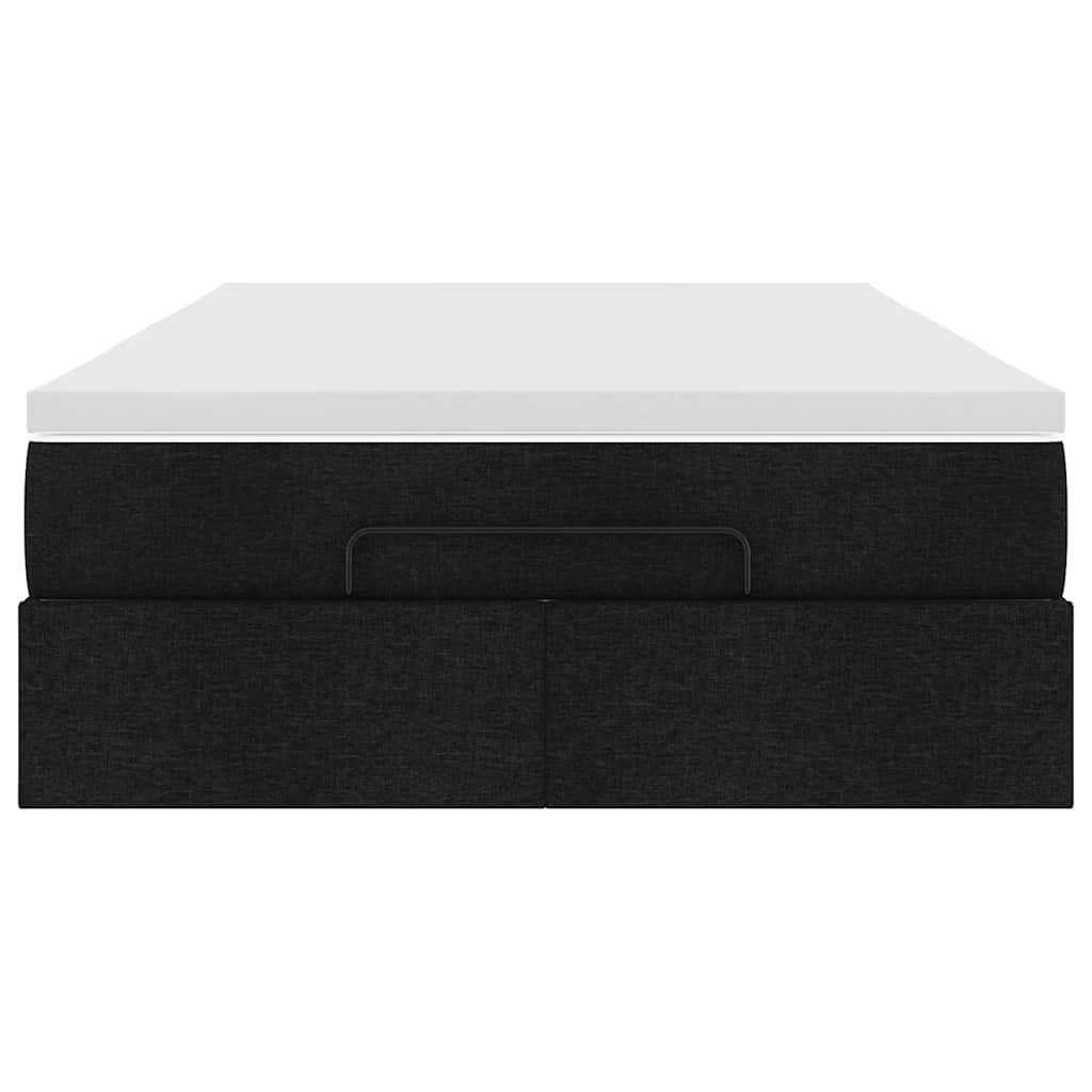 Struttura Letto Pouf con Materasso Nero 120x200 cm in Tessuto - homemem39