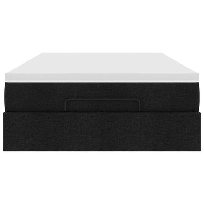 Struttura Letto Pouf con Materasso Nero 120x200 cm in Tessuto