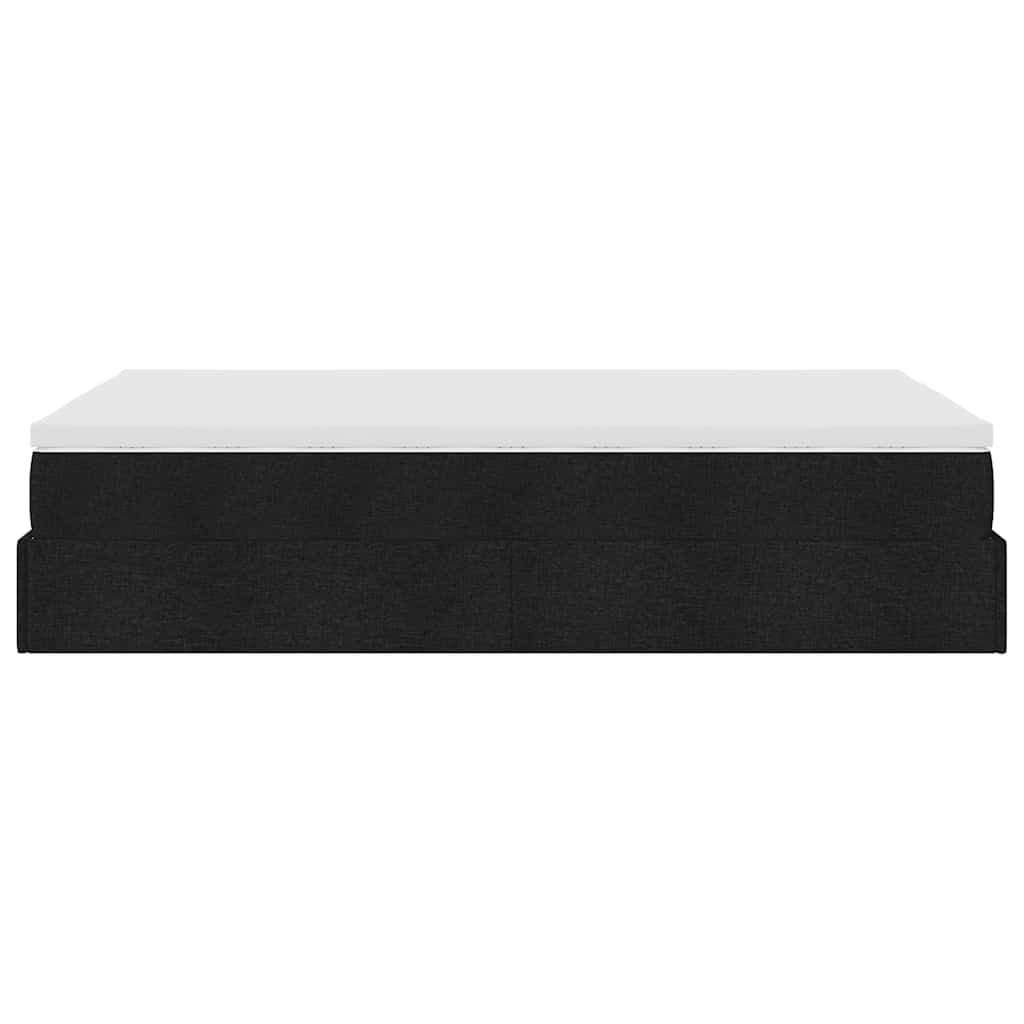 Struttura Letto Pouf con Materasso Nero 120x200 cm in Tessuto