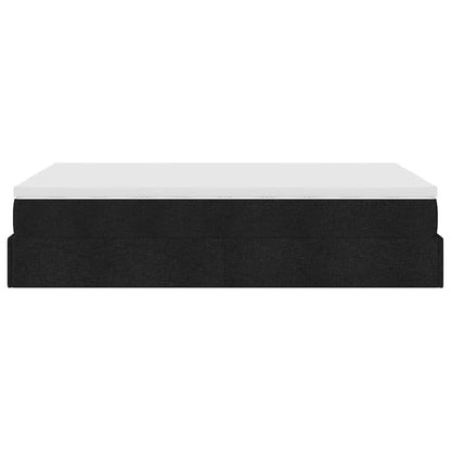 Struttura Letto Pouf con Materasso Nero 120x200 cm in Tessuto