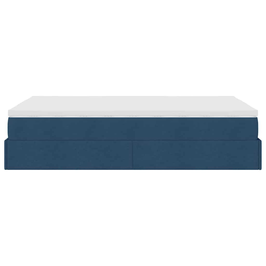 Struttura Letto Pouf con Materasso Blu 120x200 cm in Tessuto