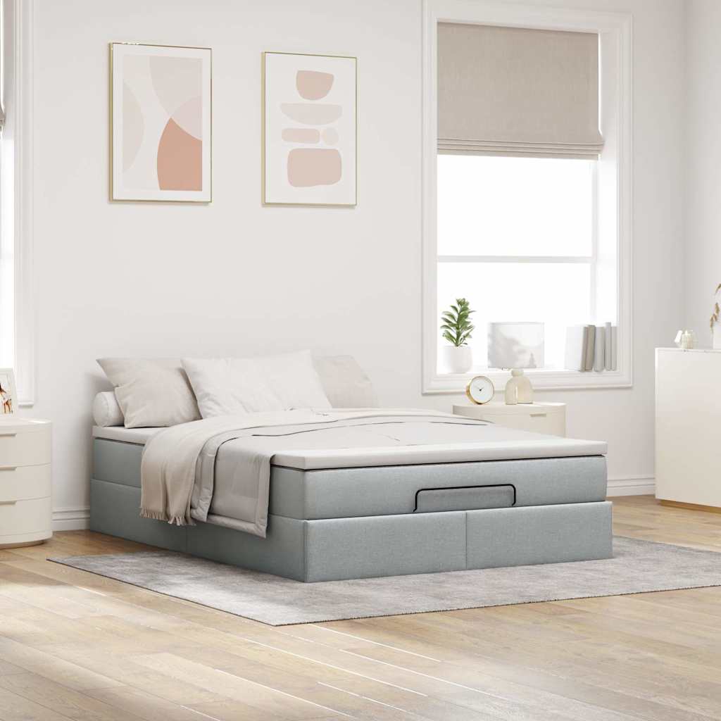 Struttura Letto Pouf con Materasso 140x190 cm in Tessuto | homemem39