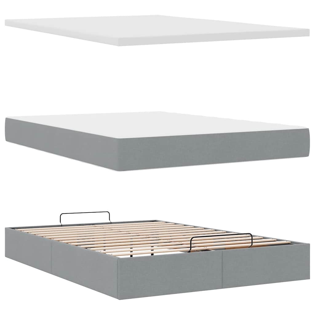 Struttura Letto Pouf con Materasso 140x190 cm in Tessuto | homemem39