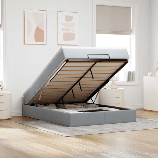 Struttura Letto Pouf con Materasso 140x190 cm in Tessuto | homemem39