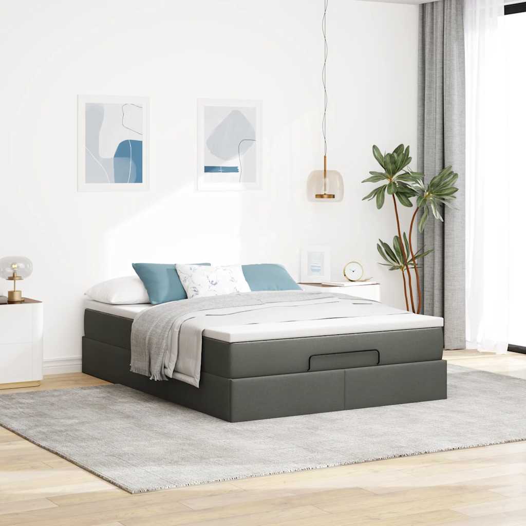 Struttura Letto Pouf con Materasso 140x190 cm in Tessuto | homemem39