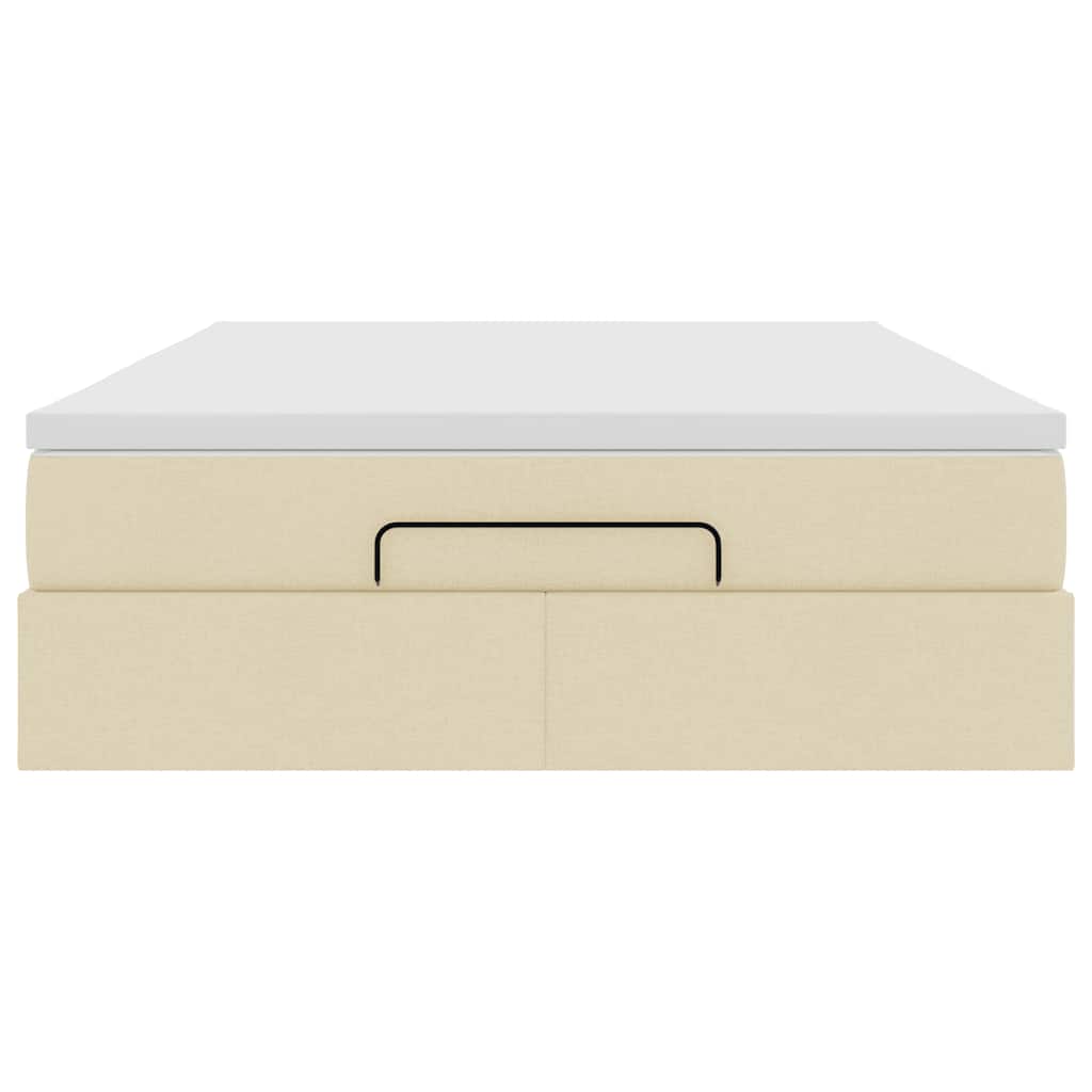 Struttura Letto Pouf con Materasso Crema 140x190 cm in Tessuto | homemem39
