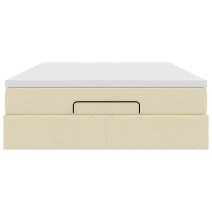 Struttura Letto Pouf con Materasso Crema 140x190 cm in Tessuto | homemem39