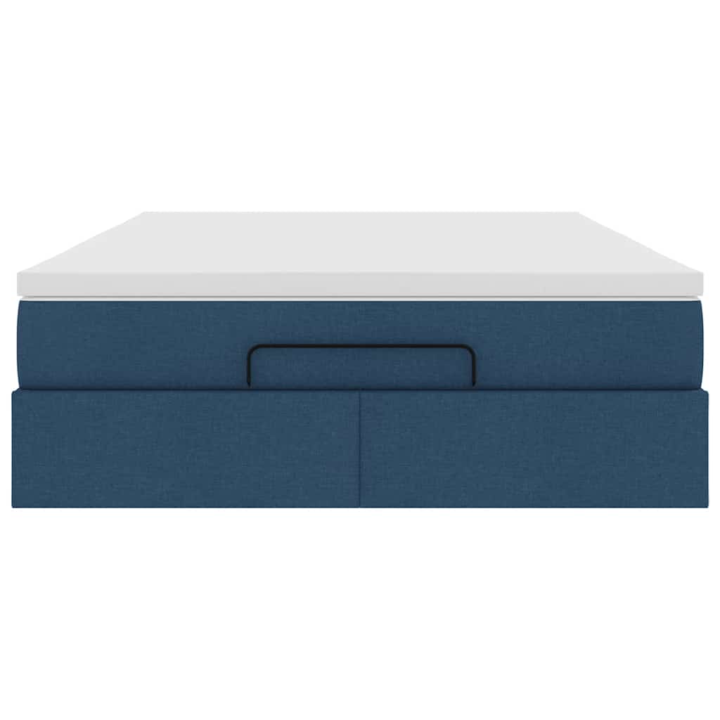 Struttura Letto Pouf con Materasso Blu 140x190 cm in Tessuto | homemem39