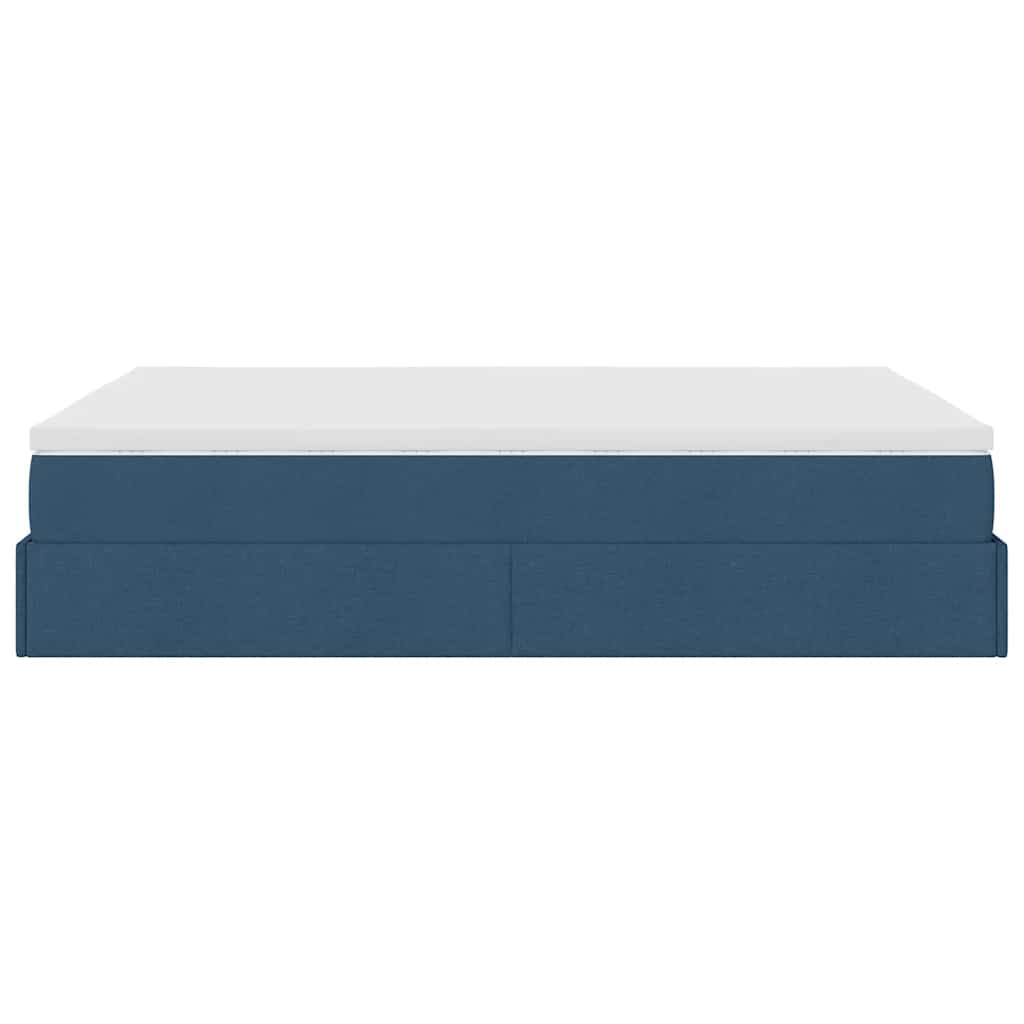 Struttura Letto Pouf con Materasso Blu 140x190 cm in Tessuto | homemem39