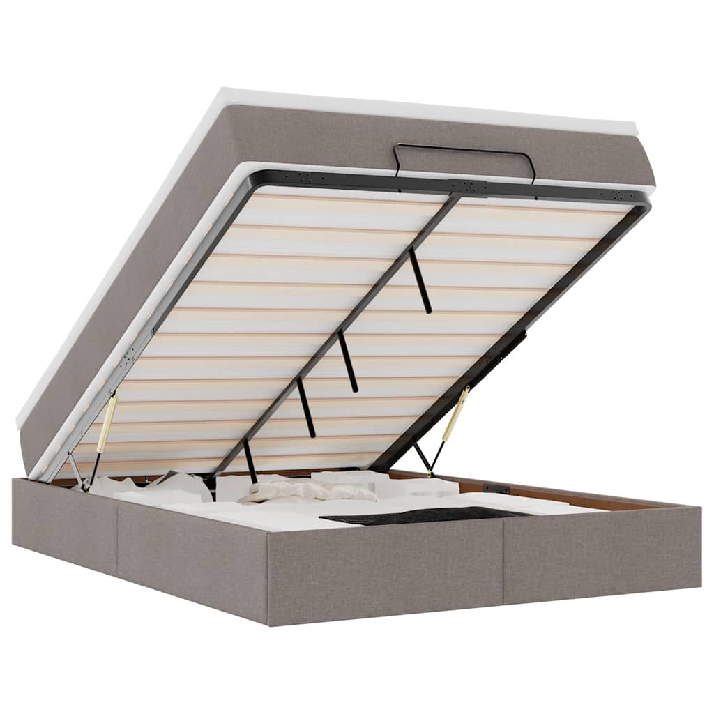 Struttura Letto Pouf con Materasso Tortora 140x200cm in Tessuto - homemem39