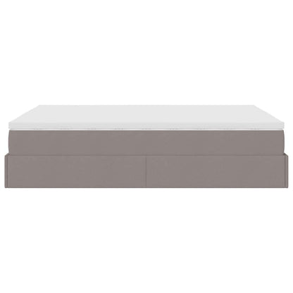 Struttura Letto Pouf con Materasso Tortora 140x200cm in Tessuto - homemem39