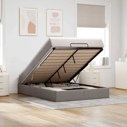 Struttura Letto Pouf con Materasso Tortora 140x200cm in Tessuto - homemem39