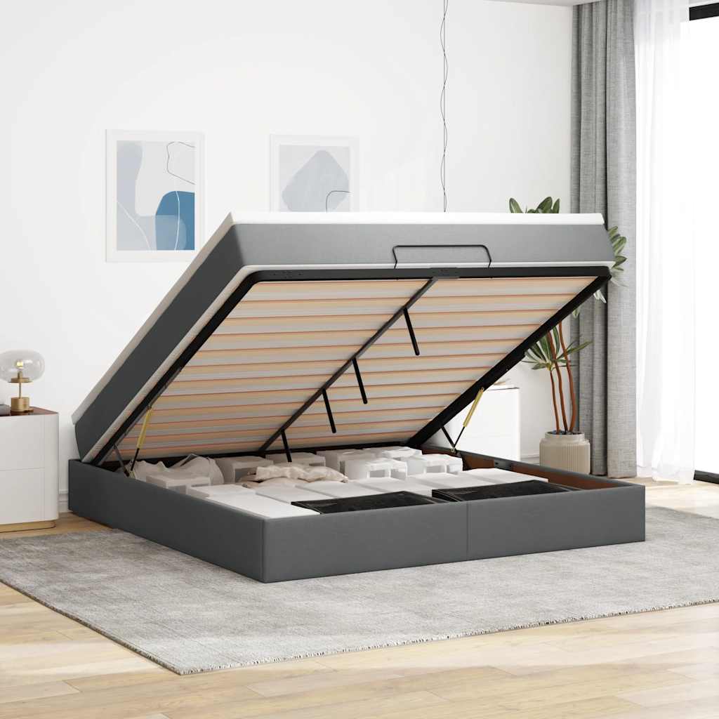 Struttura Letto Pouf con Materasso 160x200 cm in Tessuto | homemem39