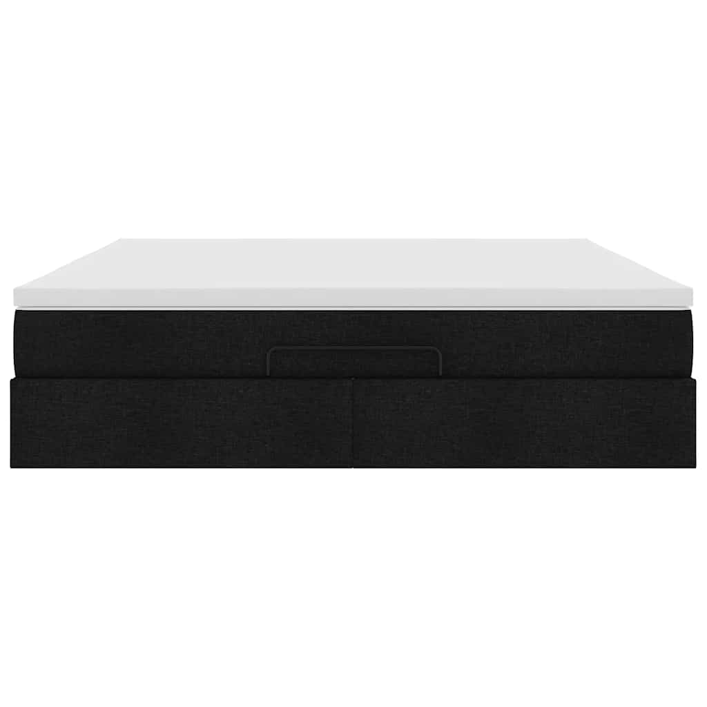 Struttura Letto Pouf con Materasso Nero 160x200 cm in Tessuto | homemem39