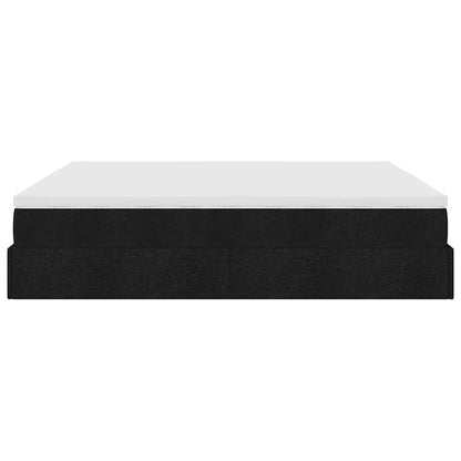 Struttura Letto Pouf con Materasso Nero 160x200 cm in Tessuto | homemem39